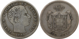 Europäische Münzen und Medaillen, Portugal. Pedro V. 500 Reis 1859. Silber. KM 498. Sehr schön