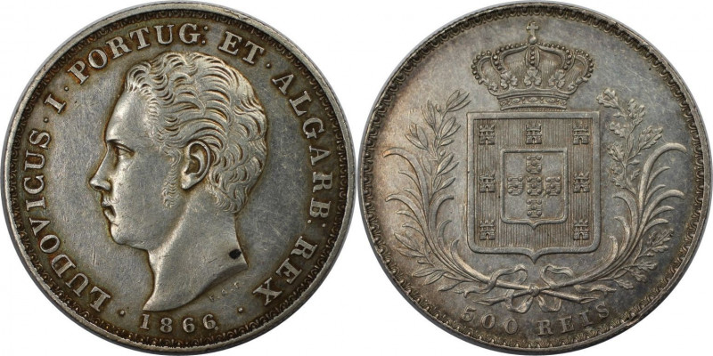 Europäische Münzen und Medaillen, Portugal. Luis I. 500 Reis 1866. Silber. KM 50...