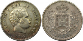 Europäische Münzen und Medaillen, Portugal. Carlos I. 500 Reis 1892. Silber. KM 535. Vorzüglich