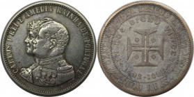 Europäische Münzen und Medaillen, Portugal. Carlos I., 400 Jahre Entdeckung Indiens. 1000 Reis 1898. Silber. KM 539. Sehr schön-vorzüglich