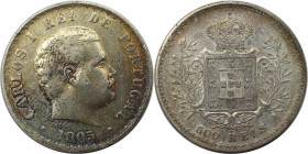 Europäische Münzen und Medaillen, Portugal. Carlos I. 500 Reis 1903. Silber. KM 535. Sehr schön-vorzüglich