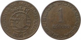 Europäische Münzen und Medaillen, Portugal. PORTUGIESISCHE BESITZUNGEN. MOZAMBIQUE. 1 Escudo 1945. Bronze. KM 74. Vorzüglich