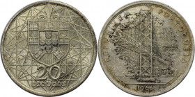 Europäische Münzen und Medaillen, Portugal. Eröffnung der Salazar-Brücke. 20 Escudos 1966. 10,0 g. 0.650 Silber. 0.21 OZ. KM 592. Stempelglanz. Flecke...