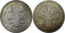 Europäische Münzen und Medaillen, Portugal. 125 Jahre Nationalbank. 50 Escudos 1971. 18,0 g. 0.650 Silber. 0.38 OZ. KM 601. Stempelglanz