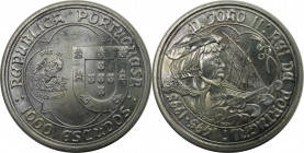 Europäische Münzen und Medaillen, Portugal. 500. Jahrestag - Tod von Joao II. 1000 Escudos 1995. 28,0 g. 0.500 Silber. 0.45 OZ. KM 685. Stempelglanz