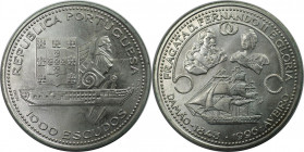 Europäische Münzen und Medaillen, Portugal. D. Fernando II und Gloria Fregatten. 1000 Escudos 1996. 28,0 g. 0.500 Silber. 0.45 OZ. KM 688. Proof