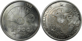 Europäische Münzen und Medaillen, Portugal. Jahr der Meere. 1000 Escudos 1998. 27,0 g. 0.500 Silber. 0.43 OZ. KM 707. Stempelglanz