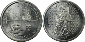 Europäische Münzen und Medaillen, Portugal. Dom Manuel I. 1000 Escudos 1998. 27,0 g. 0.500 Silber. 0.43 OZ. KM 713. Stempelglanz