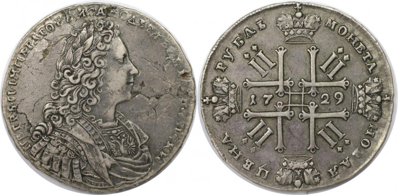 Russische Münzen und Medaillen, Peter II. (1727-1729). Rubel 1729, Moskau, Münzh...