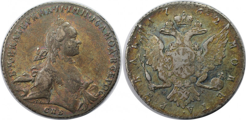 Russische Münzen und Medaillen, Katharina II. (1762-1796). 1 Rubel 1762 SPB-TI-N...