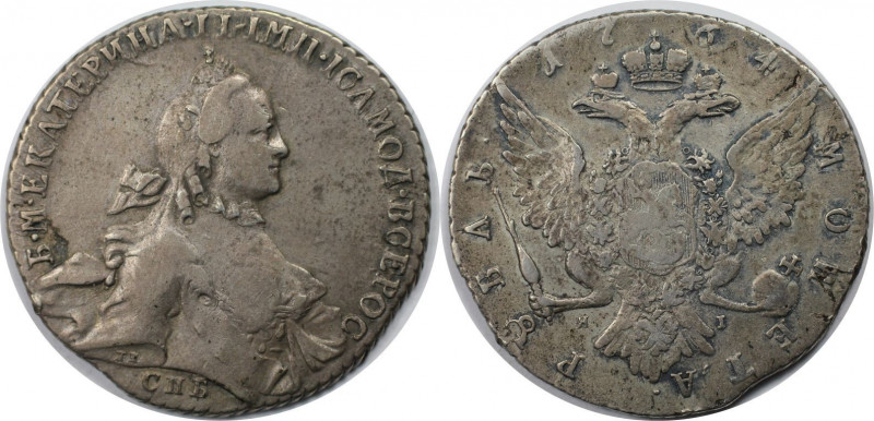 Russische Münzen und Medaillen, Katharina II. (1762-1796). 1 Rubel 1764 SPB-TI-Y...