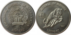 Weltmünzen und Medaillen, Afghanistan. Leopard. 50 Afghanis 1987. Kupfer-Nickel. KM 1006. Stempelglanz