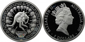 Weltmünzen und Medaillen, Australien / Australia. Olympische Spiele 2000 in Sydney - Känguru. 5 Dollars 2000. 31,64 g. 0.999 Silber. 1 OZ. KM 382. Pol...