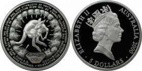 Weltmünzen und Medaillen, Australien / Australia. Olympische Spiele 2000 in Sydney - Känguru. 5 Dollars 2000. 31,64 g. 0.999 Silber. 1 OZ. KM 382. Pol...