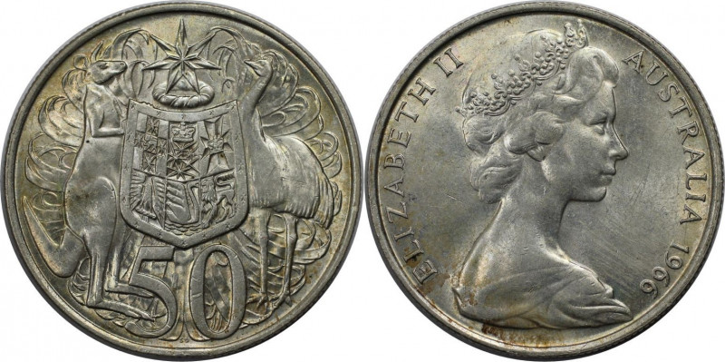 Weltmünzen und Medaillen, Australien / Australia. 50 Cents 1966. 13,28 g. 0.800 ...