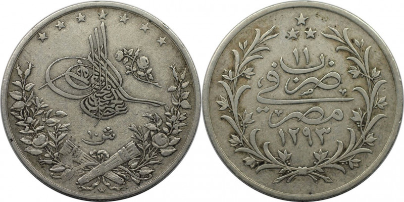 Weltmünzen und Medaillen, Ägypten / Egypt. Abdul Hamid II. 10 Qirsh 1885 (AH 129...