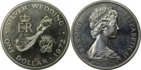 Weltmünzen und Medaillen, Bermuda. Elizabeth II. Silber-Hochzeit von Königin Elisabeth II. und Prinz Philip. 1 Dollar 1972. 28,28 g. 0.500 Silber. 0.4...