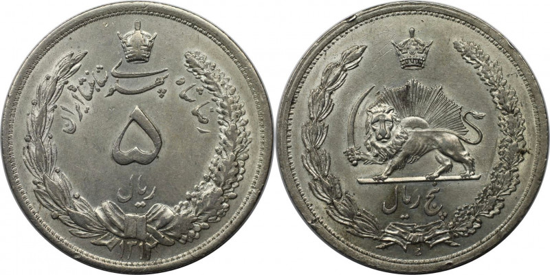 Weltmünzen und Medaillen, Iran. Reza Shah Pahlavi. 5 Rials 1933 (SH 1312). Silbe...