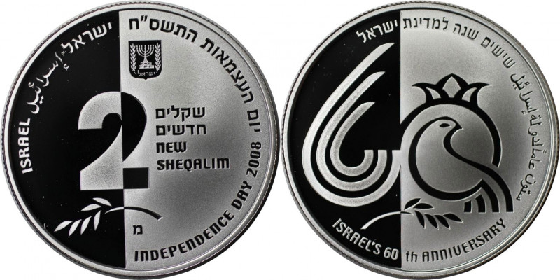 Weltmünzen und Medaillen, Israel. 60 Jahre Israel -O in 60 Symbol für Granatapfe...