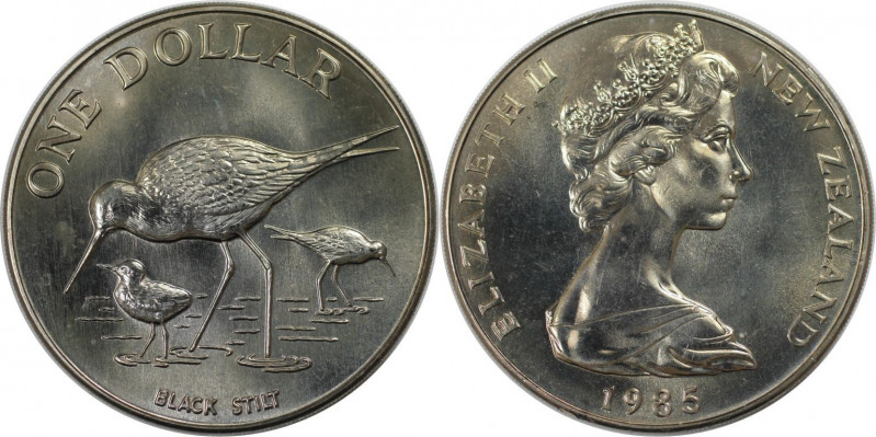 Weltmünzen und Medaillen, Neuseeland / New Zealand. Black Stilt. 1 Dollar 1985. ...