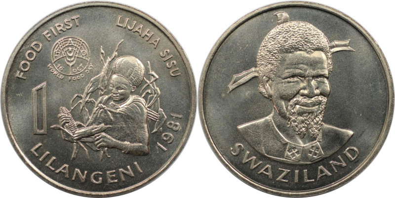 Weltmünzen und Medaillen, Swaziland. Serie: F.A.O. Lilangeni 1981. Kupfer-Nickel...