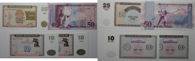 Banknoten, Armenien / Armenia. 2 x 10 Diram 1993 P.33, 25 Diram 1993 P.34, 50 Diram1998 P.41. I