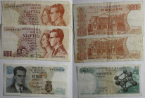 Banknoten, Belgien / Belgium. 20 Francs, 2 x 50 Francs 1964-66. 3 Stück. Pick 138, 139. III