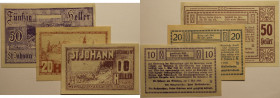 Banknoten, Deutschland / Germany. Notgeld St. Johann am Walde. 10 Heller, 20 Heller, 50 Heller 1920. 3 Stück. II