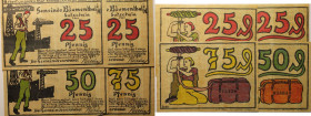 Banknoten, Deutschland / Germany. Notgeld, Blumenthal. 2 x 25, 50, 75 Pfennig 1921. 4 Stück. G/M 123.1a. I-II