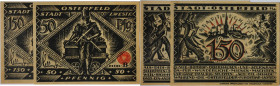 Banknoten, Deutschland / Germany. Notgeld Osterfeld in Westfalen. 50, 150 Pfennig 1921. 2 Stück. Grabowski/Mehl 1033.1. I