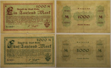 Banknoten, Deutschland / Germany. Notgeld, Großnotgeld, Gotha Thüringen Stadt. 1000 Mark, 5000 Mark 1923. 2 Stück. III