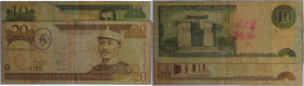Banknoten, Dominikanische Republik. 10 Pesos Oro, 20 Pesos Oro 2000. Pick 168. 2 Stück. IV