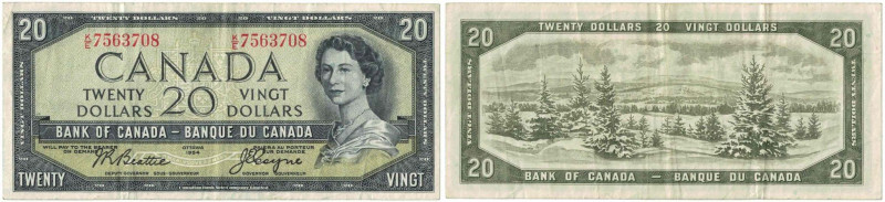 Banknoten, Kanada / Canada. 20 Dollars 1954. Pick 80a. II