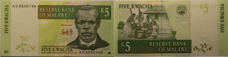 Banknoten, Malawi. 5 Kwacha 1997. P.036. II