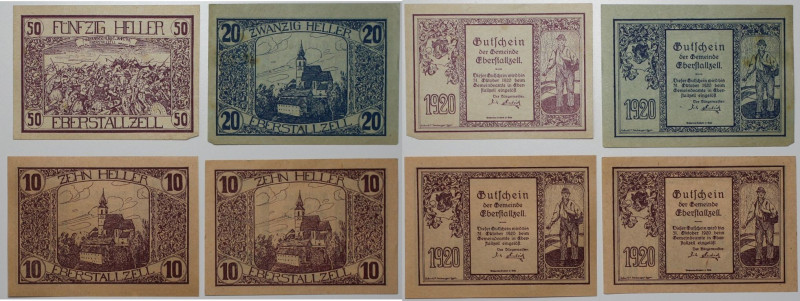 Banknoten, Österreich / Austria. Notgeld Eberstallzell Gutschein. 2 x 10 Heller,...