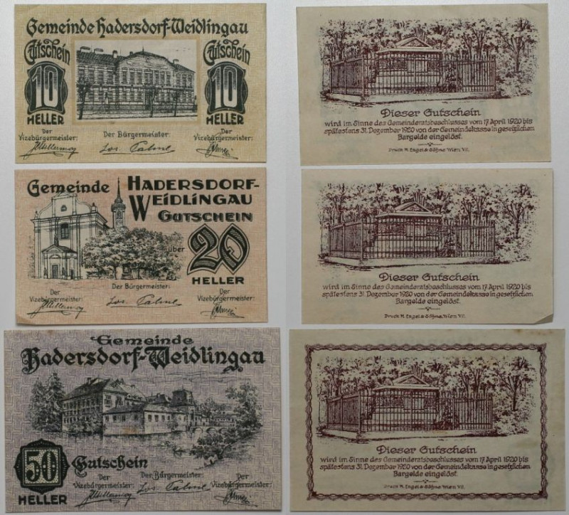 Banknoten, Österreich / Austria. Notgeld Hadersdorf-Weidlingau, Gemeinde. 10 Hel...