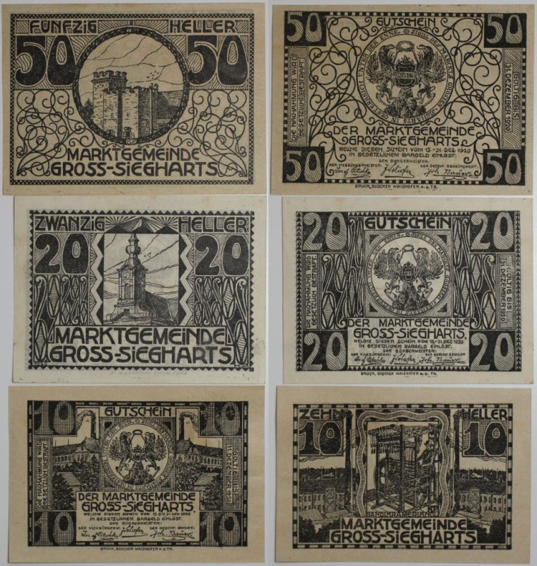 Banknoten, Österreich / Austria. Notgeld Gross-Siegharts, Marktgemeinde. 10 Hell...