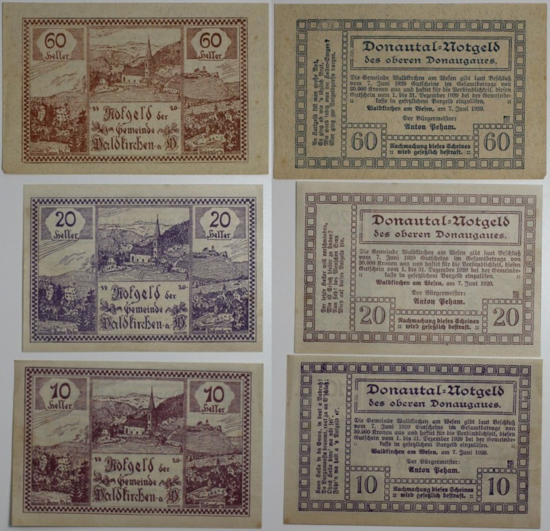 Banknoten, Österreich / Austria. Notgeld Waldkirchen am Wesen, Gemeinde. 10 Hell...