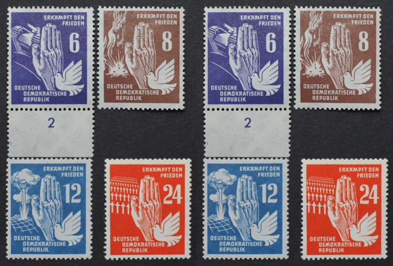 Briefmarken / Postmarken, Deutschland / Germany. DDR. Friedenstag. 6, 8, 12, 24 ...