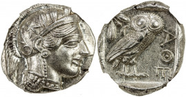 ATHENS: AR tetradrachm (17.20g), ca. 440-404 BC, S-2526, HGC 4-1597, helmeted bust of Athena right // owl standing right with head facing, AΘE before,...
