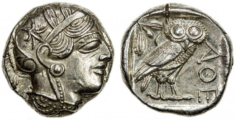 ATHENS: AR tetradrachm (17.26g), ca. 440-404 BC, S-2526, helmeted bust of Athena...