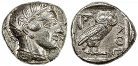 ATHENS: AR tetradrachm (17.24g), ca. 440-404 BC, S-2526, helmeted bust of Athena right // owl standing right with head facing, AΘE before, olive spray...