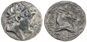 SELEUKID KINGDOM: Antiochos I Soter, 281-261 BC, AR drachm (3.81g), Aï Khanoum, ca. 280-271 BC, SC-432.3, HGC 9-136, diademed head right // horned and...