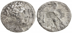 TYRE: AR shekel (13.67g), CY 11 (116/5 BC), HGC 10-357, DCA-919, bust of Melkart right, wearing laurel wreath // eagle standing left on prow, palm fro...