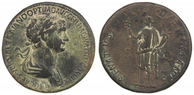 ROMAN EMPIRE: Trajan, 98-117 AD, AE sestertius (22.95g), Rome, 112-114 AD, RIC-6...