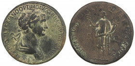 ROMAN EMPIRE: Trajan, 98-117 AD, AE sestertius (22.95g), Rome, 112-114 AD, RIC-634, IMP CAES NERVAE TRAIANO AVG GER DAC P M TR P COS VI P P, laureate ...