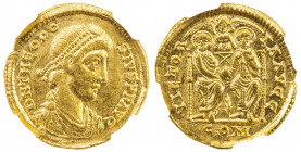 ROMAN EMPIRE: Theodosius I, 379-395, AV solidus (4.45g), uncertain Northern Italian mint, 380-381, RIC IV-5f (Mediolanum), Depeyrot-1/3, diademed, dra...