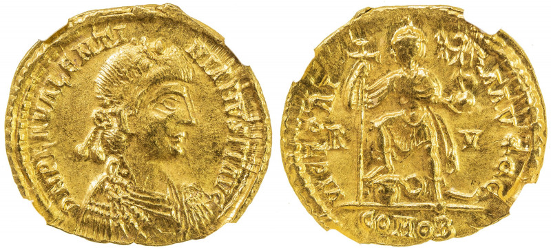ROMAN EMPIRE: Valentinian III, 425-455, AV solidus (4.42g), Ravenna, 426-430, RI...