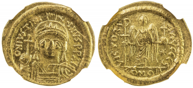 BYZANTINE EMPIRE: Justinian I, 527-565, AV solidus (4.50g), Constantinople, S-14...