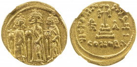 BYZANTINE EMPIRE: Heraclius, 610-641, AV solidus (4.45g), Constantinople, S-764, busts of Heraclius and his sons Heraclius Constantine & Heraclonas //...